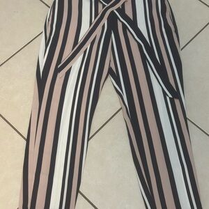 Express Black, White, and Tan Striped Women's Pants